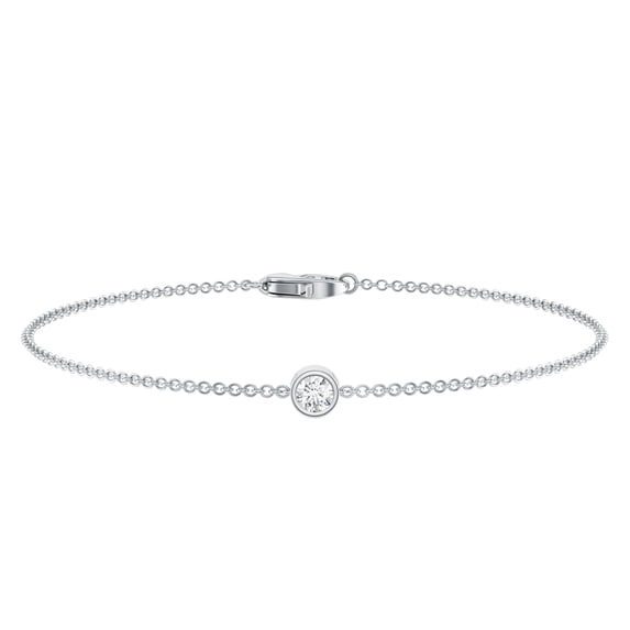 Rosec Jewels Lab Diamond Chain Bracelet - Classic Round Diamond Bracelet (Ef-Vs Quality) - Gift for Valentines Day, 14K White Gold, 7.0 inches