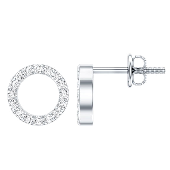 Rosec Jewels Lab Diamond Circle Earrings for Women - EF-VS Grade Diamond Stud Earrings for Valentines Day Gift, 18K White Gold