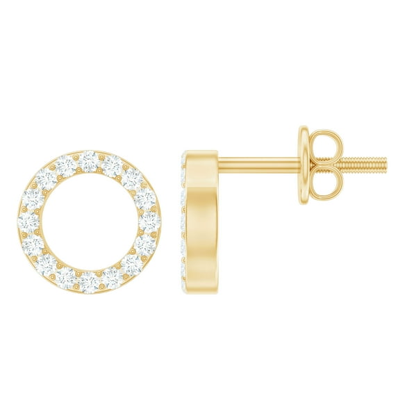 Rosec Jewels Lab Diamond Circle Earrings for Women - EF-VS Grade Diamond Stud Earrings for Valentines Day Gift, 18K Yellow Gold