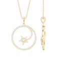 thumbnail image 1 of Rosec Jewels Lab Diamond Circle Necklace with Shooting Star - Diamond Eternity Pendant with Chain (EF-VS Quality), 14K Yellow Gold, 1 of 8