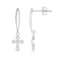 thumbnail image 1 of Rosec Jewels - Lab Diamond Cross Drop Earrings with Screw Back - Christian Faith Earrings for Women - EF-VS Quality, 18K White Gold, 1 of 6