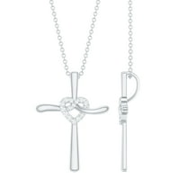 Rosec Jewels Lab Grown Diamond Cross Necklace with Knot Heart (Ef-Vs Quality) - Ready to Gift Cross Pendant for Christmas, 925 Sterling Silver