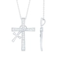 thumbnail image 1 of Rosec Jewels Lab Created Diamond Cross Necklace with Charm - Ef-Vs Quality Diamond Double Cross Pendant Chain - with Jewelry Box, 925 Sterling Silver, 1 of 7