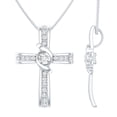 thumbnail image 1 of Rosec Jewels Lab Diamond Cross Necklace (EF-VS Quality) Unisex Cross Pendant with Chain - Ready to Gift for Christmas, 925 Sterling Silver, 1 of 8
