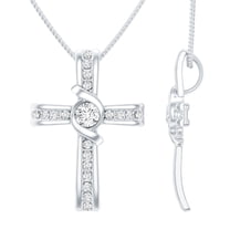 Rosec Jewels Lab Diamond Cross Necklace (EF-VS Quality) Unisex Cross Pendant with Chain - Ready to Gift for Christmas, 925 Sterling Silver
