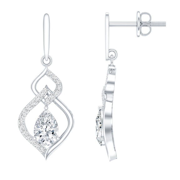 Rosec Jewels Lab Diamond Dangle Drop Earrings Screw Back - EF-VS Quality Diamond Minimalist Earrings for Anniversary, 925 Sterling Silver