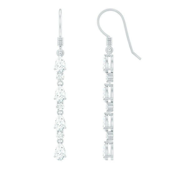 Rosec Jewels Lab Diamond Dangling Earrings - Ef-Vs Quality Certified Diamond Earrings with Fish Hook - Ready to Gift, 14K White Gold