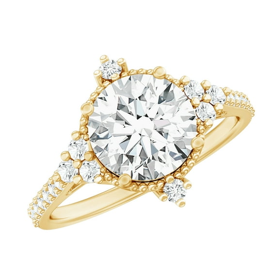 Rosec Jewels Lab Diamond Engagement Ring 2 Carat - Vintage Inspired Ring (8 mm, EF-VS Grade), 14K Yellow Gold, US 10.50