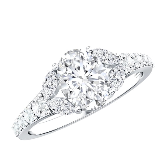 Rosec Jewels - Lab Diamond Engagement Ring - 6X8 mm Oval Shape - 1 Carat - EF-VS Quality, 14K White Gold, US 10.00