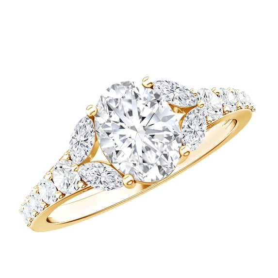 Rosec Jewels - Lab Diamond Engagement Ring - 6X8 mm Oval Shape - 1 Carat - EF-VS Quality, 18K Yellow Gold, US 6.50