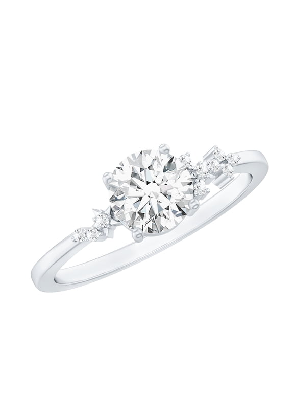 Lab Created Diamond Circle Ring - 0.9 Ct - Ef-Vs Quality Diamond Engagement Ring for Women - with Jewelry Box, 14K White Gold, US 7.00