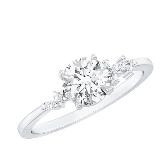 Rosec Jewels Lab Created Diamond Circle Ring 6 mm - Ef-Vs Quality 1 Carat Diamond Engagement Ring for Women - with Jewelry Box, 14K White Gold, US 9.50