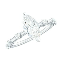 Rosec Jewels Lab Diamond Engagement Ring Marquise - 5x10 mm - 1 Carat Diamond Ring for Women (Ef-Vs Quality), 925 Sterling Silver, US 4.00