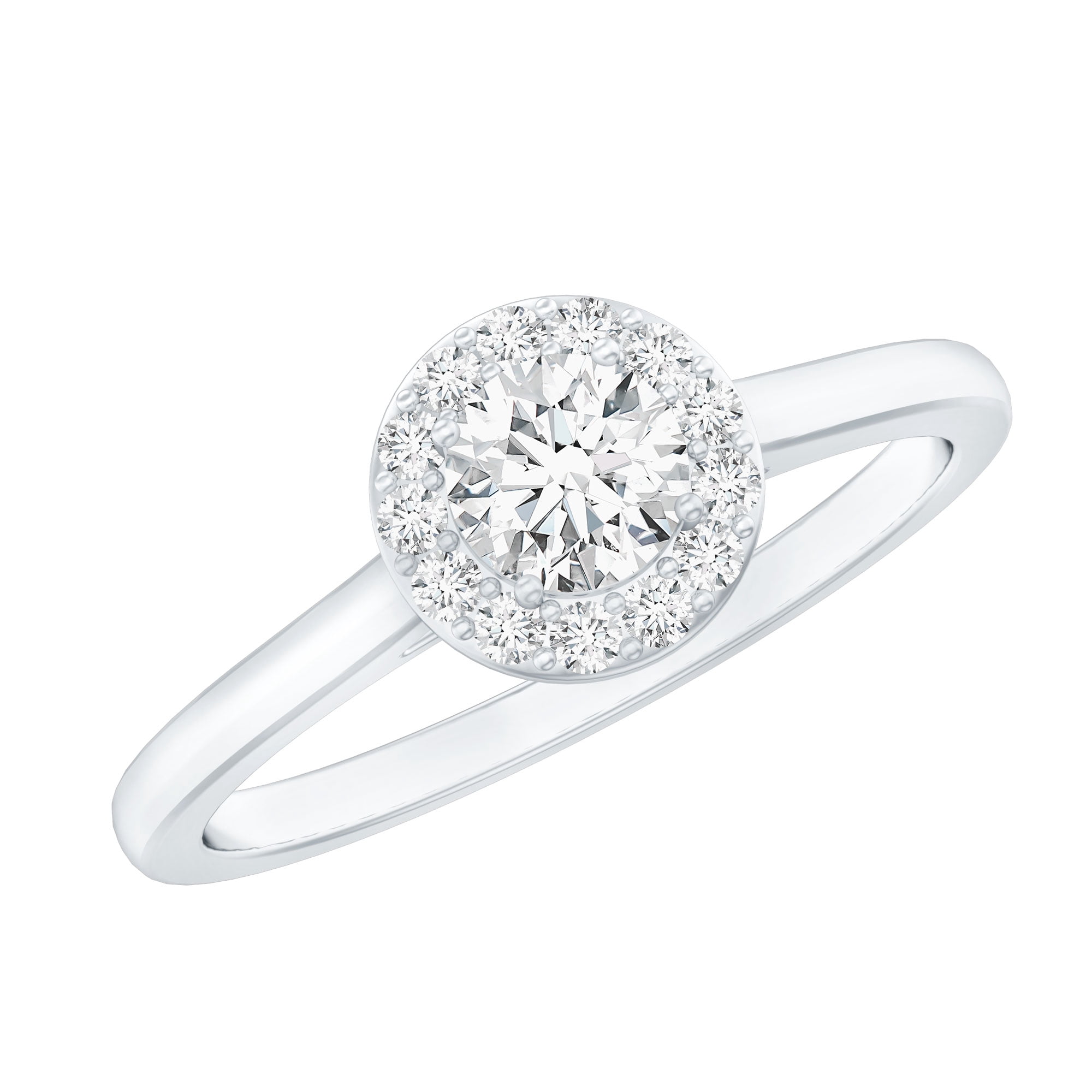 Rosec Jewels Lab Diamond Engagement Ring Round with Halo - Minimalist ...