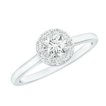 Rosec Jewels Lab Diamond Engagement Ring Round with Halo - Minimalist Ring - EF-VS Quality, 925 Sterling Silver, US 4.00