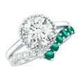 thumbnail image 1 of Rosec Jewels Lab Diamond Engagement Ring Set with Lab Emerald Wedding Band - Authentically Certified, 10K White Gold, US 10.00, 1 of 8