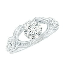 Rosec Jewels Lab Diamond Engagement Ring - Vintage Inspired Ring - 6 mm - 1 Carat - EF-VS Quality, 925 Sterling Silver, US 4.00