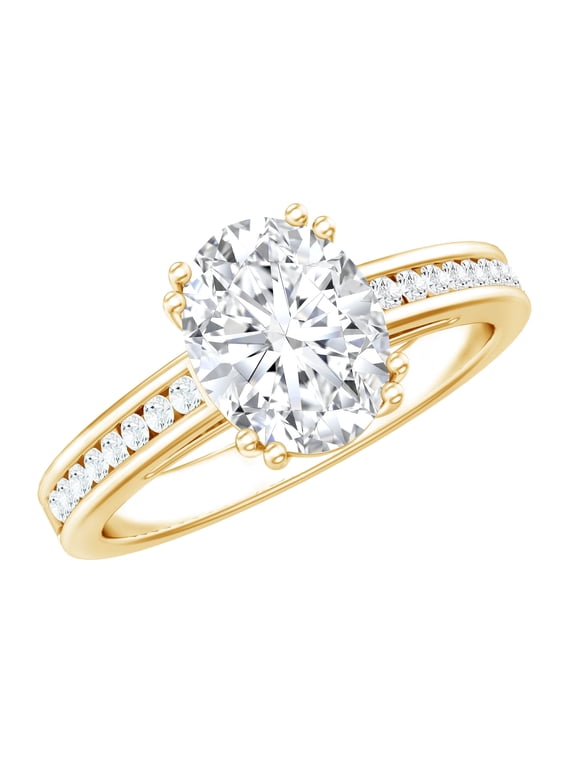 Lab Diamond Engagement Ring for Women (2 Ct, EF-VS Quality), 14K Yellow Gold, US 7.00