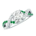 thumbnail image 1 of Rosec Jewels Lab Grown Diamond Engagement Ring 1 Carat - EF-VS Grade Certified- Designer Diamond Ring with Real Emerald, 18K White Gold, US 5.50, 1 of 9