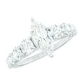 thumbnail image 1 of Rosec Jewels Lab Diamond Engagement Ring with Side Stones (1 Carat, 5X10 mm Marquise, EF-VS Quality), 14K White Gold, US 10.50, 1 of 8