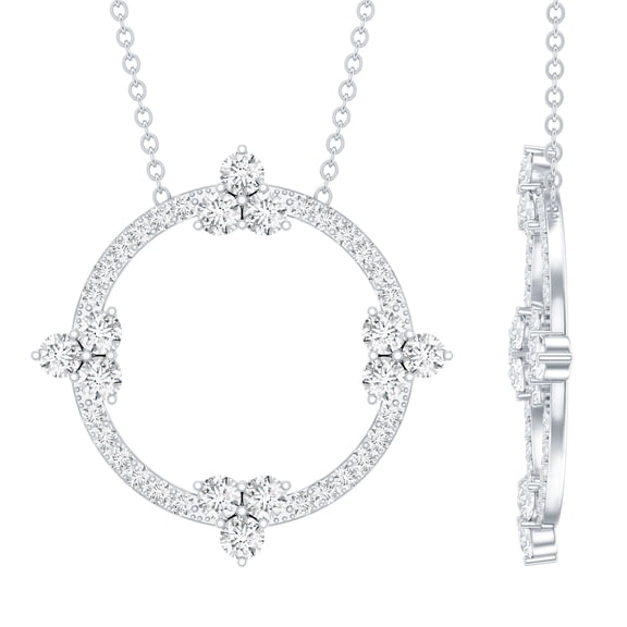 Rosec Jewels - Lab Diamond Eternity Necklace - EF-VS Grade Diamond Circle Necklace - Ready to Gift for Anniversary, 925 Sterling Silver