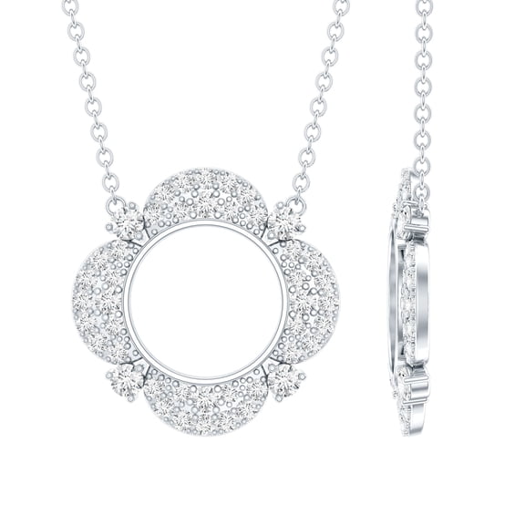 Rosec Jewels Lab Diamond Eternity Necklace - Nature Inspired Flower Necklace (Ef-Vs Quality) - Ready to Gift, 925 Sterling Silver