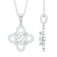 thumbnail image 1 of Rosec Jewels Lab Diamond Floral Pendant Necklace - Vintage Inspired Wedding Necklace (EF-VS Grade), 14K White Gold, 1 of 7