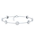thumbnail image 1 of Rosec Jewels - Lab Diamond Flower Bracelet for Women - 7 Stone Station Chain Bracelet - EF-VS Grade, 925 Sterling Silver, 7.0 inches, 1 of 9