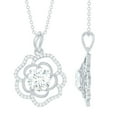 thumbnail image 1 of Rosec Jewels Lab Diamond Flower Pendant Necklace - 8 mm Round - 2 Ct - Statement Necklace (EF-VS Grade), 18K White Gold, 1 of 7
