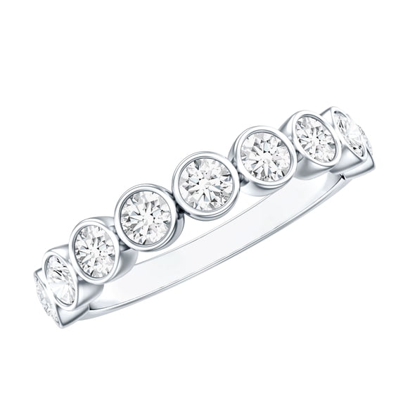 Rosec Jewels Lab Diamond Half Eternity Ring (EF-VS Grade) - Bezel Set Eternity Band - Ready to Gift for Valentines Day, 925 Sterling Silver, US 4.00
