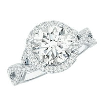 Rosec Jewels Lab Diamond Halo Engagement Ring - EF-VS Quality Certified Circle Ring - with Jewelry Box, 925 Sterling Silver, US 4.00