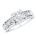 thumbnail image 1 of Rosec Jewels Lab Diamond Heart Engagement Ring 1 ct - Filigree Ring - 7 mm - EF-VS Quality, 925 Sterling Silver, US 4.00, 1 of 7