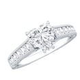thumbnail image 1 of Rosec Jewels Lab Diamond Heart Engagement Ring with Side Stones - Vintage Style 1 Ct Diamond Ring (7 mm, Ef-Vs Grade), 925 Sterling Silver, US 4.00, 1 of 9