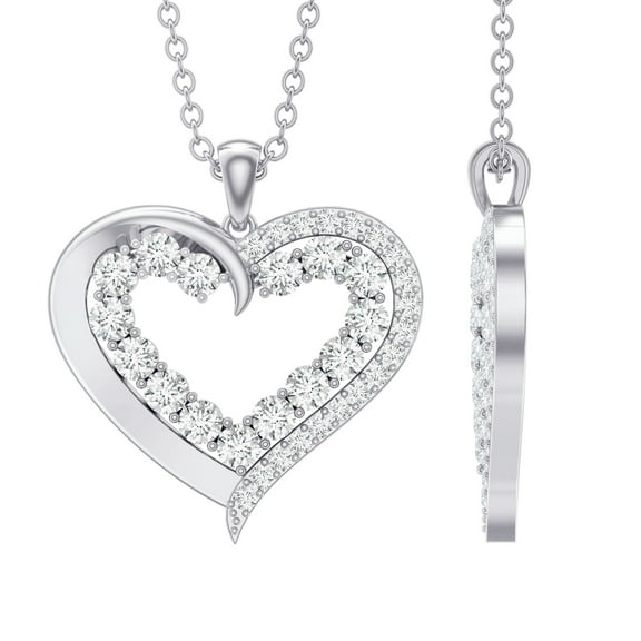 Rosec Jewels Lab Diamond Heart Pendant Necklace for Women - EF-VS Grade - Ready to Gift for Valentines Day, 925 Sterling Silver