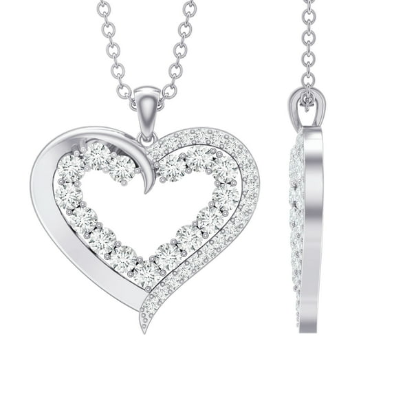 Rosec Jewels Lab Diamond Heart Pendant Necklace for Women - EF-VS Grade - Ready to Gift for Valentines Day, 925 Sterling Silver