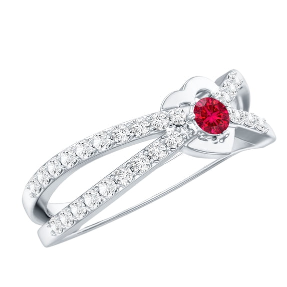 Rosec Jewels Lab Created Diamond Infinity Promise Ring with Ruby - Minimalist Ring Ready to Gift for Valentines, 18K White Gold, US 6.00