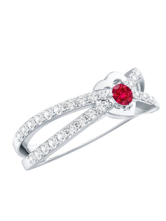 Lab Created Diamond Infinity Promise Ring with Ruby - Minimalist Ring Ready to Gift for Valentines, 925 Sterling Silver, US 7.00