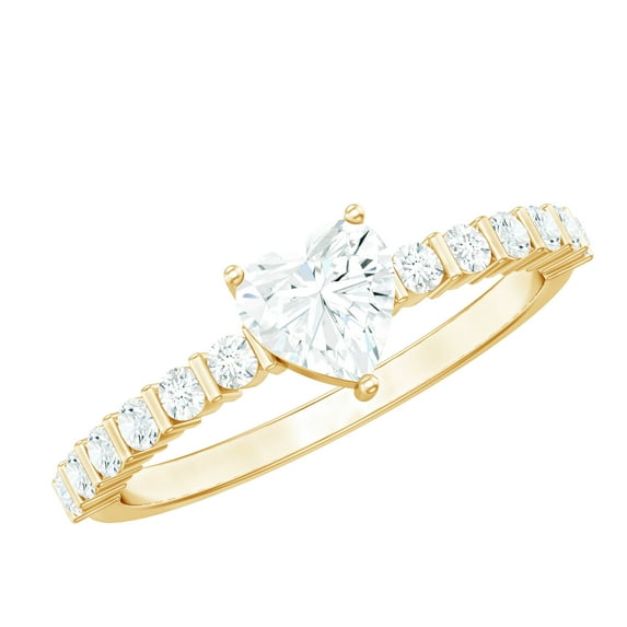 Rosec Jewels Lab Diamond Heart Ring for Women - 5 mm Heart - Promise Engagement Ring - EF-VS Grade, 10K Yellow Gold, US 3.00