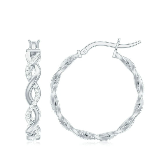 Rosec Jewels Lab Grown Diamond Earrings (Ef-Vs Grade) - Infinity Hoops with Snap Back - Cocktail Earrings - with Jewelry Box, 10K White Gold