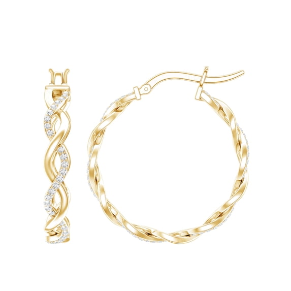 Rosec Jewels Lab Grown Diamond Earrings (Ef-Vs Grade) - Infinity Hoops with Snap Back - Cocktail Earrings - with Jewelry Box, 10K Yellow Gold