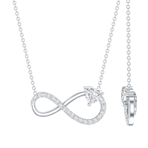 Rosec Jewels - Lab Diamond Infinity Necklace with Heart (Half Carat, EF-VS Grade)- Gift for Valentines Day, 925 Sterling Silver