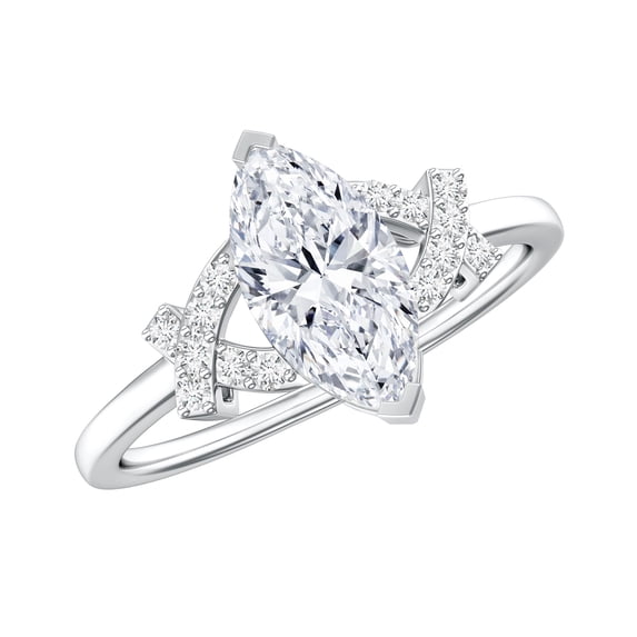 Rosec Jewels - Lab Diamond Marquise Engagement Ring - 5X10 mm - 1 ct - EF-VS Quality, 14K White Gold, US 7.00