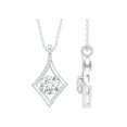 thumbnail image 1 of Rosec Jewels Lab Diamond Pendant with Chain - Art Deco Square Necklace - EF-VS Quality Certified, 925 Sterling Silver, 1 of 6
