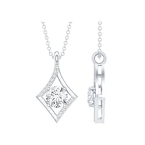 Rosec Jewels Lab Diamond Pendant with Chain - Art Deco Square Necklace - EF-VS Quality Certified, 925 Sterling Silver
