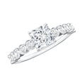 thumbnail image 1 of Rosec Jewels Lab Diamond Princess Cut Engagement Ring with Side Stones - with Jewelry Box, 925 Sterling Silver, US 4.00, 1 of 7