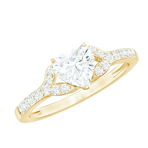 Rosec Jewels Lab Diamond Promise Engagement Ring - Ef-Vs Quality Diamond Heart Ring for Women - with Jewelry Box, 18K Yellow Gold, US 5.50