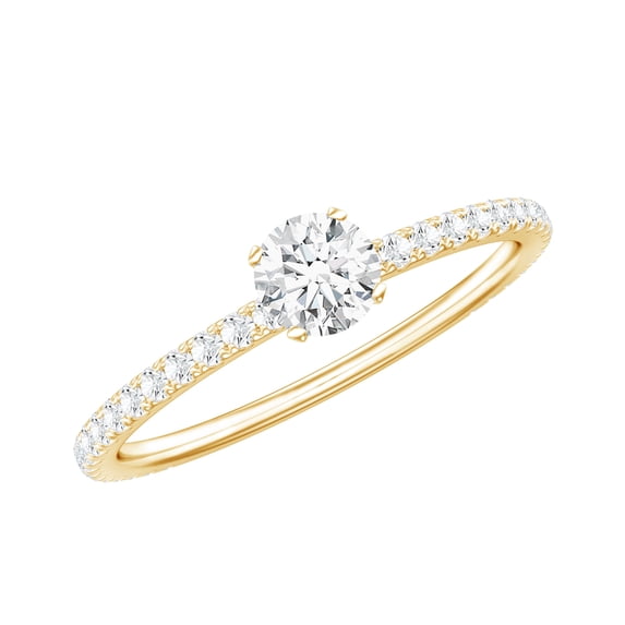 Rosec Jewels Lab Diamond Promise Ring - Minimal Engagement Ring for Women (EF-VS Grade) - Ready to Gift with Jewelry Box, 10K Yellow Gold, US 12.00