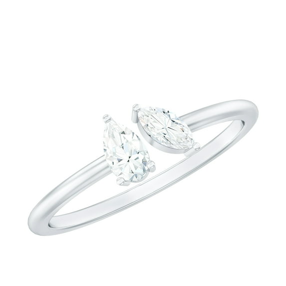 Rosec Jewels Lab Diamond Promise Ring for Women - Toi Et Moi Ring - Ready to Gift for Valentines Day, 925 Sterling Silver, US 4.00