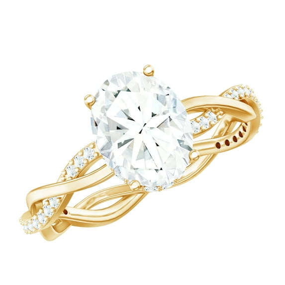 Rosec Jewels Lab Diamond Solitaire Engagement Ring 2 Carat - 7X9 mm Oval (EF-VS Quality Certified), 18K Yellow Gold, US 7.00
