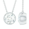 thumbnail image 1 of Rosec Jewels Lab Diamond Solitaire Necklace 1 Ct - Bezel Set Diamond Necklace Circle 7 mm (Ef-Vs Grade) - Anniversary Gift, 10K White Gold, 1 of 8